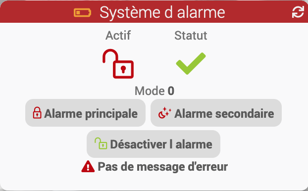 Statut de l'alarme