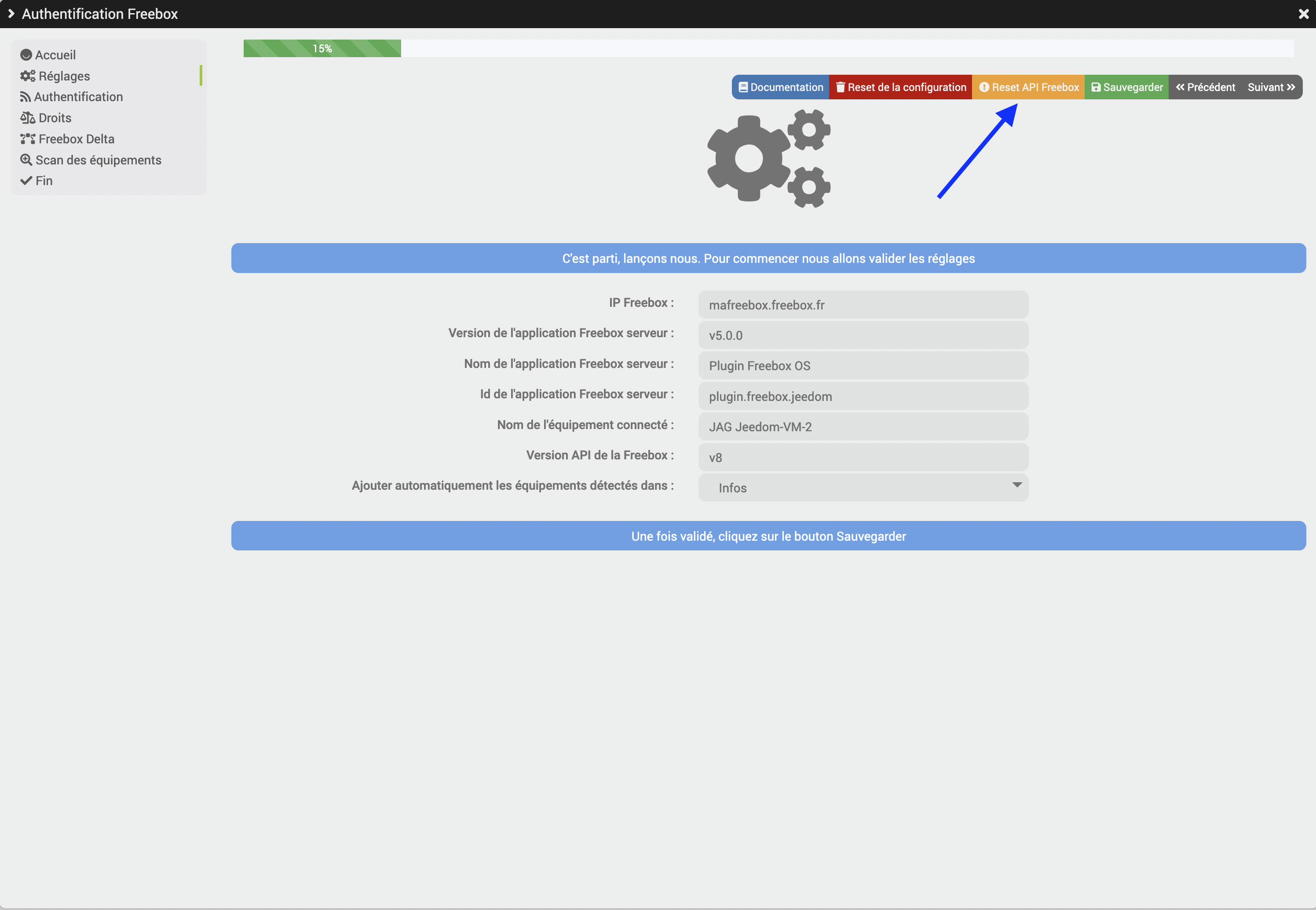 Reset API Freebox